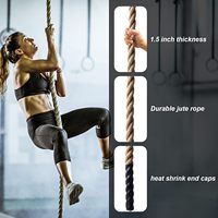 Corde d'escalade pour entraînement, exercice de gym, diamètre 1,5, 10-50 pieds, fitness, entraînement de force, adulte, intérieur/extérieur, en chanvre, supporte 1000 kg