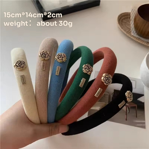 नए आगमन फ्फी विंटेज कैमलेलिया फोम हेडबैंड के साथ नए आगमन फ्लुफी विंटेज हेडबैंड - Product Image 6