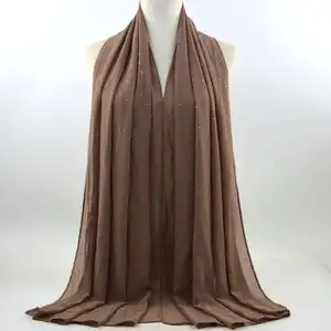HZW-24005 новый шарф из натурального перламутра с завязками на спине, мусульманский женский хиджаб, длинный шифоновый шарф с жемчугом