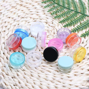 Pot rond en plastique PS pour échantillon de crème de maquillage, fard à paupières, avec bouchon à vis coloré, 3g - Product Image 4