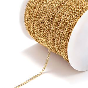 Tarnish Free Wholesale Handmade Simple Basic <strong>Jewelry</strong> Making <strong>Supplies</strong> Stainless Steel Gold Plated Bracelet Necklace Chain Roll - Product Image 2