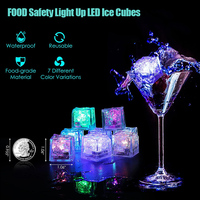 Lampe à glaçons LED multicolores, capteur de liquide, décoration clignotante, cubes lumineux activés par l'eau pour les boissons, accessoires de fête, bar