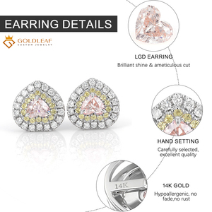 Pendientes de Oro Blanco de 14k con Diamante Cultivado en Laboratorio, Corte Corazón, 2.7g, Unisex, Regalo - Consulte con Nosotros sobre Diamantes Blancos - Product Image 6