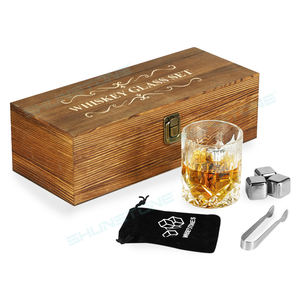 定制水晶圆形威士忌玻璃套装不锈钢冷石配件威士忌纪念品男士礼品套装 - Product Image 2
