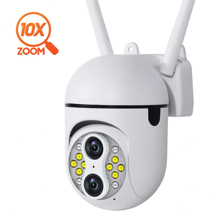 Небольшой ptz двойной объектив 10X зум автоматическая камера слежения безопасности wifi Беспроводная ip-камера наблюдения 2MP