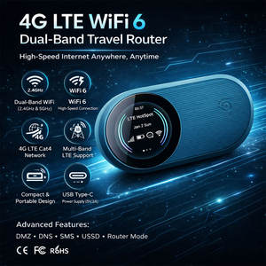 Routeur WiFi portable extérieur DNXT 4G LTE, WiFi double bande WiFi6 300 Mbps, pare-feu, 3000 mAh, écran LCD - Product Image 2
