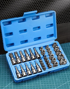 Juego Profesional de 34 Piezas de Llaves de Estrella Torx y E-Torx, con Puntas Macho/Hembra de 1/4", 3/8" y 1/2", con Estuche para Herramientas - Product Image 4