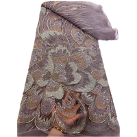 Tissu en dentelle africaine à sequins colorés NI.AI pour robes de mariée pour femmes