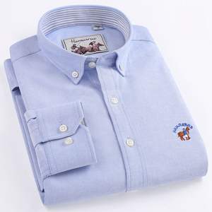 <span class=keywords><strong>Camisas</strong></span> <span class=keywords><strong>Oxford</strong></span> de Manga Larga con Cuello de Botones, de Algodón Puro, Casuales, Lisas, de Buena Calidad para <span class=keywords><strong>Hombre</strong></span> - Product Image 2