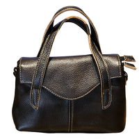 Tas Boston Vintage Logo Kustom Kulit Sapi Lapisan Atas untuk Wanita, Tas Selempang untuk Kerja, Bepergian, Belanja, dan Aktivitas Sehari-hari
