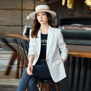 Peacock Blue Women's Blazer Long Sleeve Solid Color Worsted Fabric S Size Elegant Casual Style Cross Border Hot Selling Item - Product Image 3