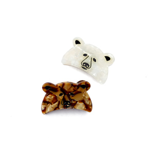 Pinza de Pelo Unisex Vintage en Forma de Oso con Diseño Antideslizante de Acetato de Concha de Tortuga y Perla, Color Personalizable para Peinados - Product Image 1