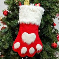 Chaussettes de Noël en fausse fourrure pour animaux de compagnie, décorations suspendues pour sapin de Noël, sacs cadeaux pour bonbons pour chiens et chats