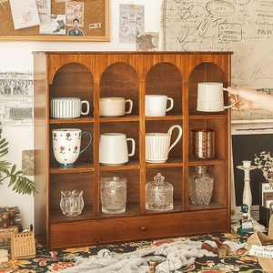 Porte-gobelets en bois de pin massif, mini-armoire de <span class=keywords><strong>rangement</strong></span> pour maisons de poupées, cuisine, salon, utilisation murale, multifonctionnel - Product Image 5