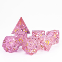 Jeu de sept dés de jeux D & D polyédriques de pierres précieuses roses de vente chaude transfrontalière