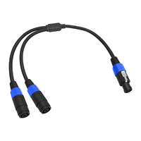 Adaptateur de câble audio professionnel NL4FC SpeakON Y, en nylon tressé, conducteur en cuivre PVC, conception Twist-Lock, 1 mâle 2 femelles audio