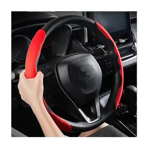 Factory wholesale universal steering wheel cover pvc carbon fiber pu leather fur suede silicone rubber car interior accessories