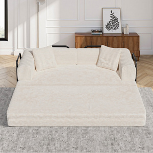 Sofá cama reclinable de terciopelo, sofá cama extensible con almohadas, sofá convertible para sala de estar, juego de sofá cama con estructura cuadrada - Product Image 1