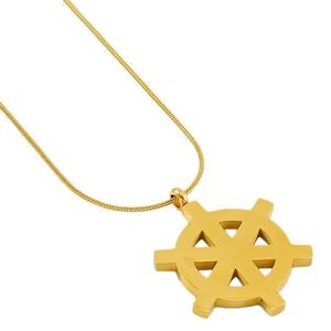 Zogxin Stainless Steel Ship Wheel Pendant Necklace 18K Gold Plated Snake Chain For Women Fashion Jewelry - Product Image 5