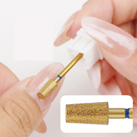 Fraise à ongles professionnelle en diamant doré 3/32 pouces, outil d'élimination des peaux mortes, tête de meulage, fraises à ongles
