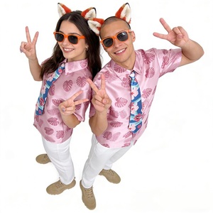 Tenue de <span class=keywords><strong>couple</strong></span> pour la Saint-Valentin 2026 : une chemise hawaïenne rose et des oreilles de renard représentant le personnage de Zootopia, costume de cosplay - Product Image 1