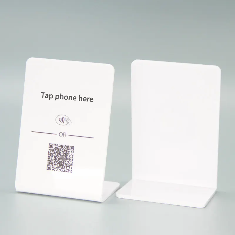 사용자 정의 QR 코드 RFID 아크릴 NFC 구글 스탠드 NTAG213 테이블 스탠드 구글 리뷰 스탠드