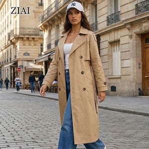 Fornitura Diretta dalla Fabbrica <span class=keywords><strong>Giacche</strong></span> a Doppio Petto Personalizzate <span class=keywords><strong>Trench</strong></span> Classico Lungo Antivento con Cintura Cappotto <span class=keywords><strong>Trench</strong></span> Lungo da Donna - Product Image 1