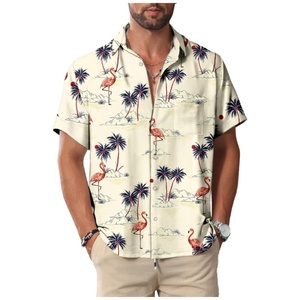 Beach Summer Wedding Mandarin Collar Anti-UV Anti-Pilling Button <b>Down</b> Twill Mens Casual Stylish Hawaiian Shirt Sleeveless - Product Image 5