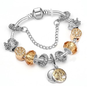 Dropshipping <span class=keywords><strong>Vintage</strong></span> Silver Color Charms Bracelets pour Femmes DIY Crystal Beads Fine Bracelets Women Pulseira Jewelry - Product Image 1