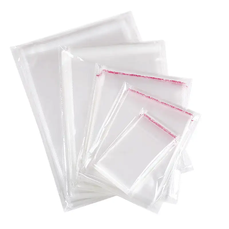 Bolsa de celofán autoadhesiva transparente de varios tamaños resellable, bolsas de plástico pequeñas autosellantes para embalaje