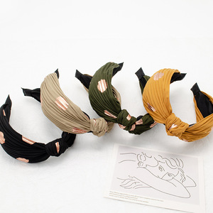 Serre-tête noué style japonais et coréen, large, en tissu plissé, accessoire capillaire décontracté pour femme - Product Image 2