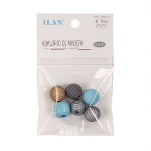 Perline in Legno Ilan 16mm Tonalità Morandi 6 Pezzi Perline per Abbigliamento - Product Image 1