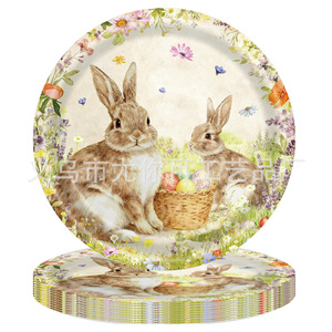 <b>Easter</b> Bunny Floral Party Supplies Disposable Tableware Kit Plates Napkins <b>Cups</b> Cutlery Set for Spring Celebration - Product Image 2