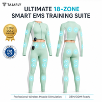 Ensemble 2 pièces de combinaison de fitness intelligente EMS haut de gamme, 18 électrodes, lavable en machine, étanche, écologique, pour sculpter le corps, portable