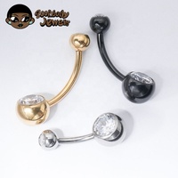 Sexy Mode Bauchnabelpiercing aus Titan mit Zirkonia, gebogen, Großhandel, Trendy, im OPP-Beutel, Schlicht