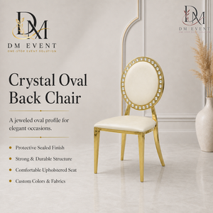 Chaise d'événement en acier inoxydable avec dossier rond perlé doré et coussin blanc pour mariages et banquets d'hôtel - Vente en gros - Product Image 1
