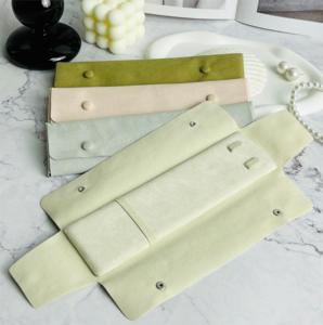 Étui à bijoux de luxe en microfibre de daim rose pour collier, emballage cadeau, étui pour pendentif et pochette pour pendentif de collier - Product Image 5