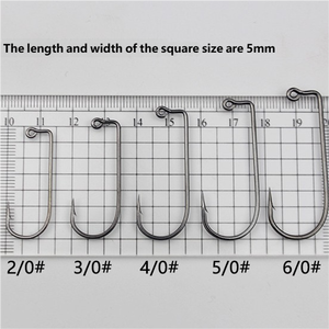Cabeza <span class=keywords><strong>de</strong></span> plomo Acero <span class=keywords><strong>de</strong></span> alto carbono Púas planas Ángulo recto A granel Anzuelos <span class=keywords><strong>de</strong></span> pescado <span class=keywords><strong>de</strong></span> Río <span class=keywords><strong>Raya</strong></span> blanca Barb Bass Crank Hooks 50 piezas - Product Image 5