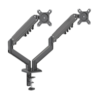 Support double moniteur 17-32 pouces en acier allié avec ressort métallique, réglage ergonomique de la hauteur, rotation inclinable à 90°, noir, capacité de charge 9 kg