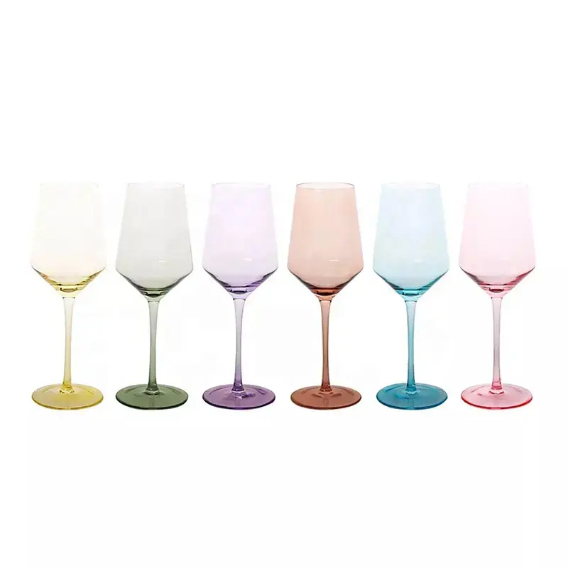 HGCH Colored Wine Glass Hot Selling Thin Stem Crystal Wedding Wine Glass Set For Tableware Decoration