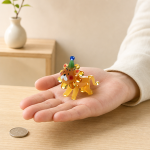 Ornamento Artigianale in Vetro Smaltato, Statuetta in Vetro Boshan, Piccolo Leone in Cristallo, Magnete per Frigorifero, Decorazione da Scrivania, Regalo Fatto a Mano - Product Image 6