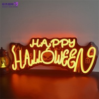 Panneau néon LED Happy Halloween, lumière murale décorative unique en forme de citrouille pour la maison, le dortoir, le club, la fenêtre et la décoration de fête d'Halloween