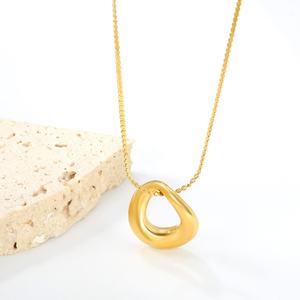 Collar con Colgante Geométrico Ovalado Irregular de Moda Minimalista, Collar con Colgante de Acero Inoxidable que No se Deslustra - Product Image 5