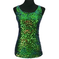Tenue de fête métallique pour femmes, débardeur scintillant, festival de musique, Halloween, cosplay, costume d'alien