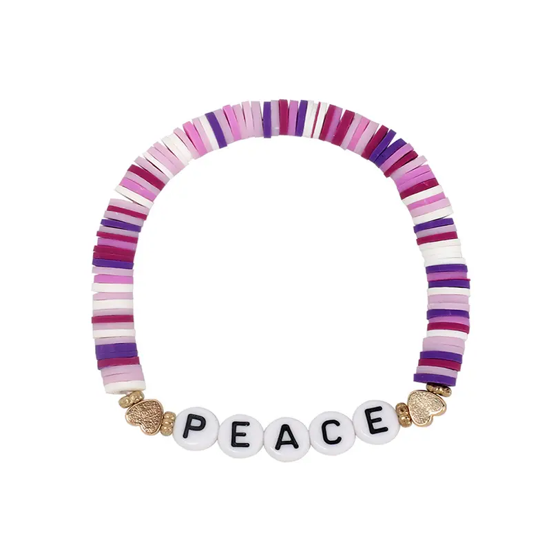 Jymoon-Conjunto de pulsera estilo bohemio, colores arcilla, corazón sonriente, cadena de perlas, adornos, regalo