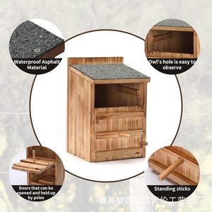 Nido de madera para búhos, colgante para exteriores, comedero, casa de pájaros de madera, caja de cría, nido para colibríes, nido para pájaros - Product Image 4