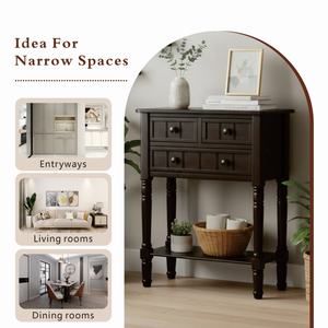 Consolle Stretta in Legno Massello Ecologico con Tre Cassetti <span class=keywords><strong>e</strong></span> Ripiano Inferiore per <span class=keywords><strong>Soggiorno</strong></span> - Product Image 6