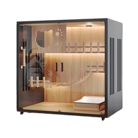 Villa de luxe moderne pour chat avec fenêtre panoramique en verre, construction en bois massif, prête pour l'hiver, anti-poussière et anti-humidité, maison écologique