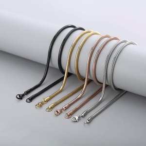 สร้อยคอสแตนเลสชุบทอง 14K 18K <span class=keywords><strong>24K</strong></span> สีดำ โรสโกลด์ ทรงกลม แบบงู สำหรับผู้หญิง ขายส่ง - Product Image 2
