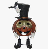 Décoration de jardin Halloween : Chapeau de sorcier, citrouille, faucille ensanglantée en métal, thème crèche abandonnée, avec gravure « Récolte d'horreur »